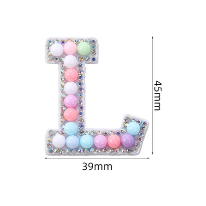 Macaron letter stickers, 26-letter English DIY accessories, clothing accessories, faux pearl and rhinestone appliqué set