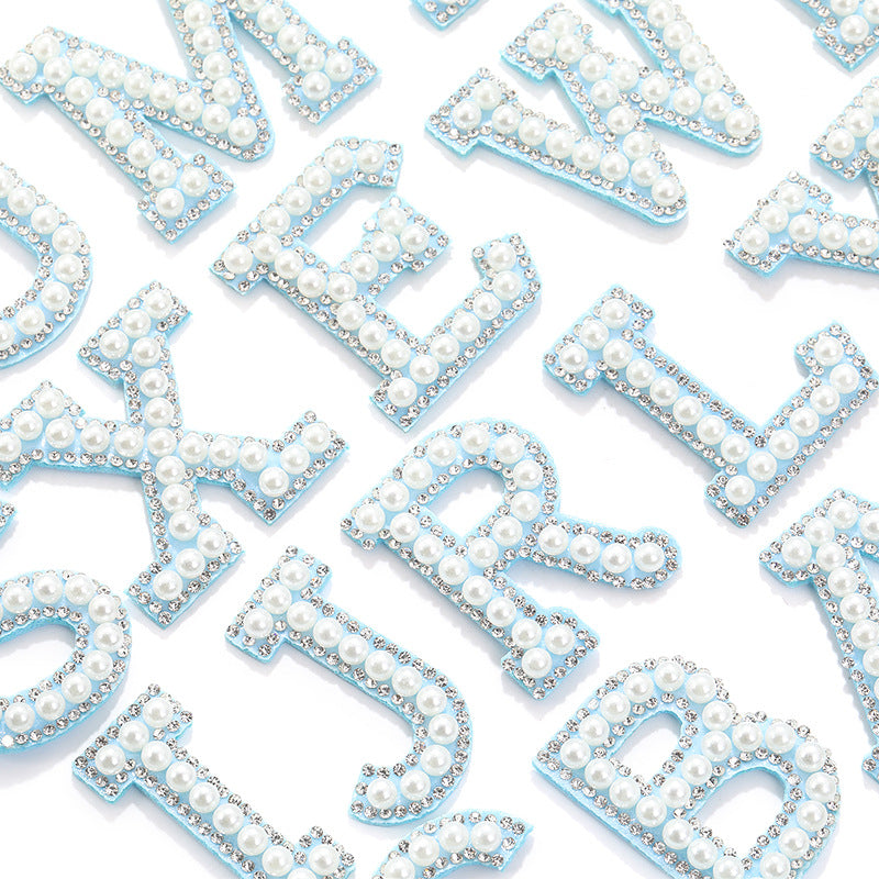 Hot Heat Patch Stickers with 26 English Letters Stickers DIY Accessories Clothing and Hat Accessories Blue Non-Woven Fabric Stickers