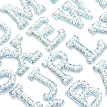 Hot Heat Patch Stickers with 26 English Letters Stickers DIY Accessories Clothing and Hat Accessories Blue Non-Woven Fabric Stickers
