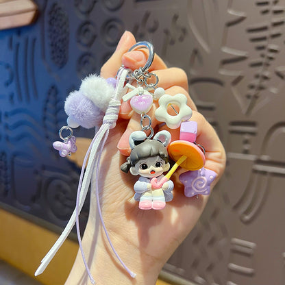 Handmade DIY sweetheart princess changing baby keychain small pendant bag doll beaded mobile phone chain ornament