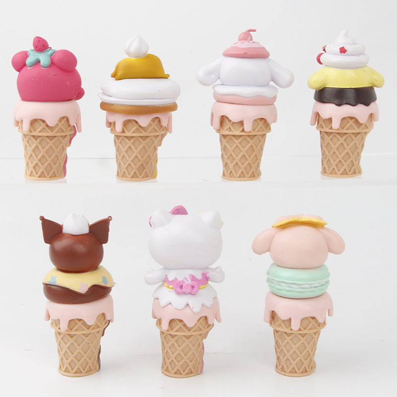 Sanrio Kuromi blind box anime figure ornament ice cream Melody KT cat cartoon girl heart model trend