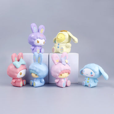 Large seated Melody 6-piece set macaron color rabbit jade laurel dog anime doll trendy play blind box