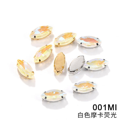 Cross-border wholesale: new horse-eye mocha fluorescent four-corner claw drill DIY accessory materials, footwear accessories