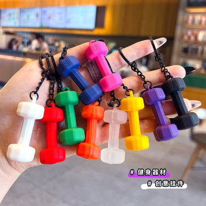 Creative sports style fitness dumbbell keychain pendant couple car keychain mini school bag small pendant wholesale