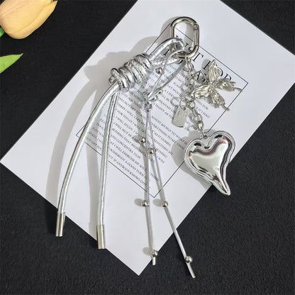 MIU series high-end pendant silver love keychain butterfly festival bag pendant braided rope accessories