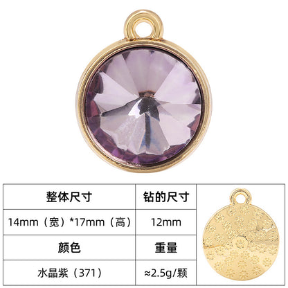 12mm satellite single hanging glass diamond single-hole alloy pendant inlaid with round crystal diamond earrings jewelry DIY accessories
