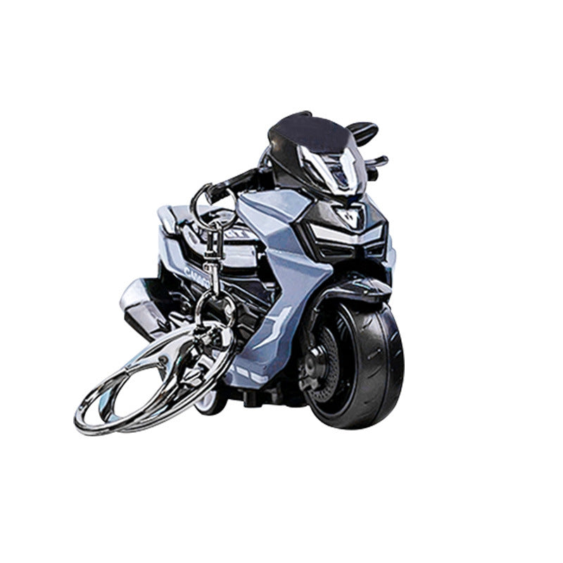 Creative alloy pullback motorcycle keychain simulation pedal toy car model keychain pendant keyring