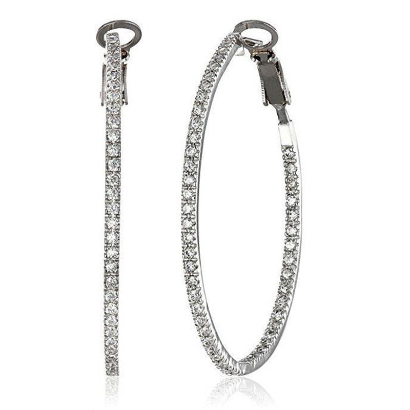 2-4-6-8-10cm oversized earrings exaggerated earrings european and american round rhinestone geometric hoop earrings for women cross-border