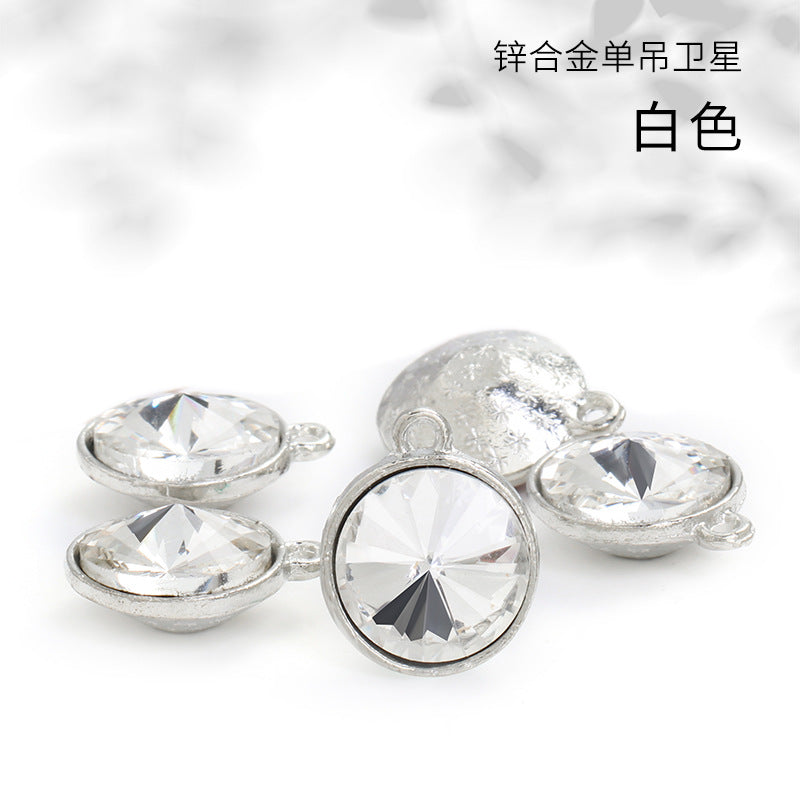 12mm zinc alloy satellite single pendant bag, necklace, bracelet, clothing decoration, accessory satellite shape round single-hole pendant