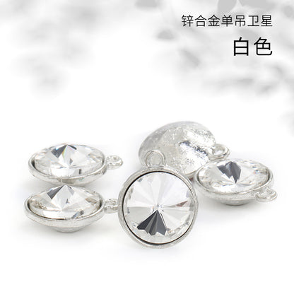 12mm zinc alloy satellite single pendant bag, necklace, bracelet, clothing decoration, accessory satellite shape round single-hole pendant
