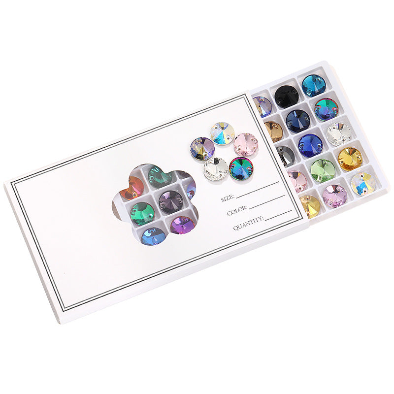 Flat Bottom Hand-Sewn Diamond K9 Satellite Round Flat Buckle Double Hole Punched Hand-Sewn Diamond Wedding Dress Apparel Accessories Super Flash Satellite
