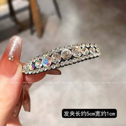 2026 New High-End Light Luxury Rhinestone Duckbill Clip for Women, Exquisite Full Diamond Bangs Side Clip, Forehead Hair Clip