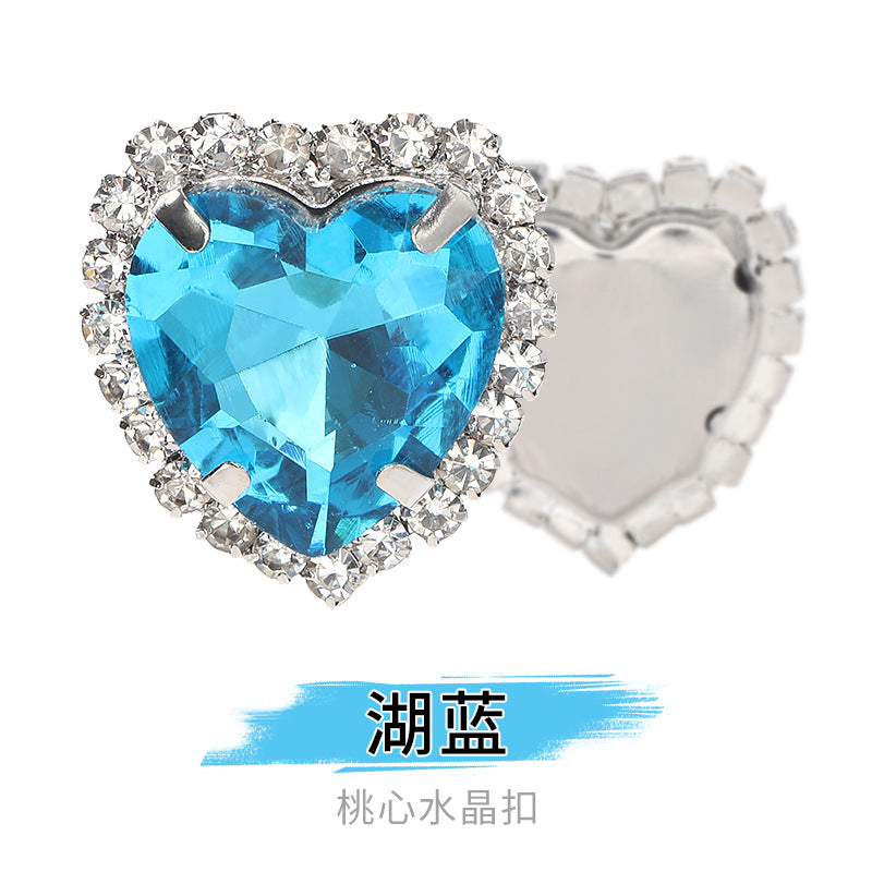 Heart-Shaped Crystal Claw Rhinestones - Hand-Sewn Hat Shoe Accessories Crystal Buckles