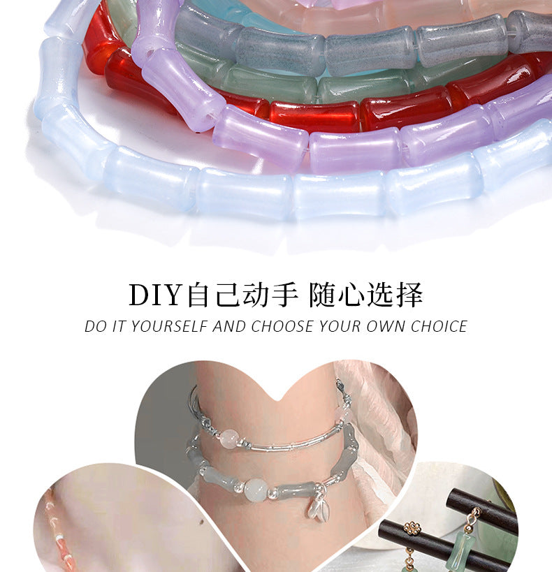 6x12mm Glass Bamboo Beads - Translucent Glazed Crystal DIY Jewelry Beading Accessories