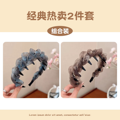 Elegant mesh high crown headband for women, new face-washing special toothed headband for daily wear, pressed hairpin headwear