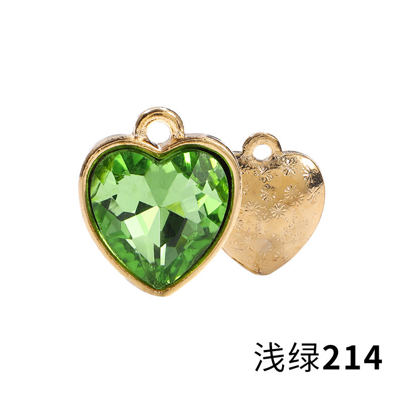Xichuan zinc alloy peach heart crystal gold base single hanging heart-shaped glass diamond DIY jewelry earrings with diamonds pendant batch