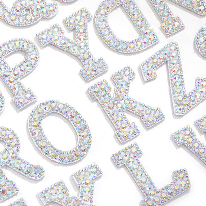 In stock AB color hot stamp diamonds, pearl letter embroidery badges, badges, patch patches, apparel accessories, full diamonds, full diamonds