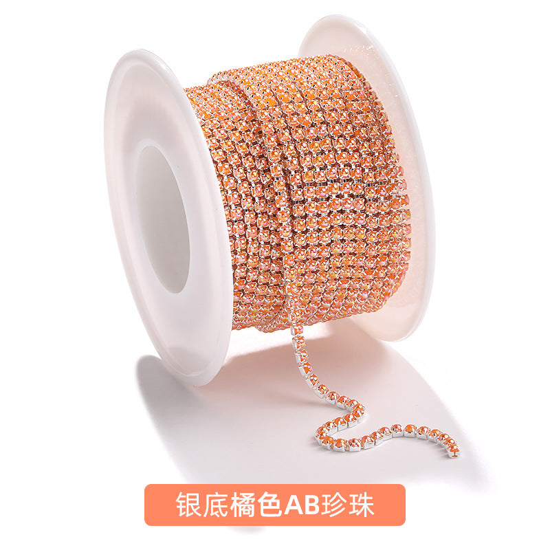 Factory supply pearl claw chain AB color chain 2mm dense claw chain DIY phone case diamond chain handmade material accessories