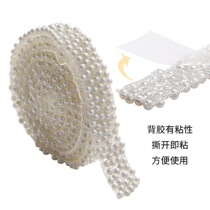 ABS imitation pearl diamond strap with adhesive backing can be used for hair accessories, shoes, bags, clothing, handmade DIY accessories