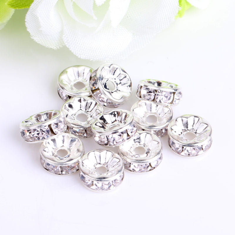 Handmade accessories diamond ring bead separator color bracelet diamond encrusted spacer wheel rim 6 8 10 12mm DIY jewelry accessories