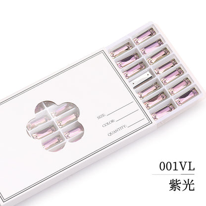 Double Hole Long Bar Flat Bottom Rhinestone - Hand-Stitched Scratch-Resistant AB Color Straight Strip Flat Buckle for Clothing Luggage