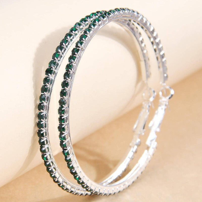 2-4-6-8-10cm oversized earrings exaggerated earrings european and american round rhinestone geometric hoop earrings for women cross-border
