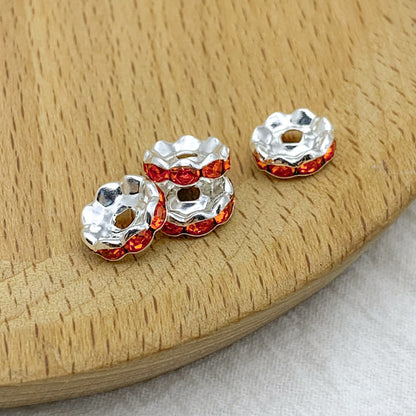 Factory direct sales 10MM color wavy edge rhinestone circle wheel bead spacer spacer bead string silver diamond jewelry