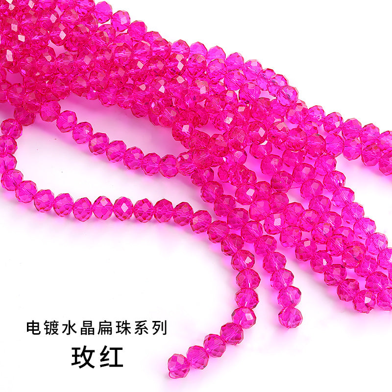 10mm electroplated crystal flat beads with glass through-hole beads, DIY accessories wholesale bead stringing accessories, crystal loose bead lanyards