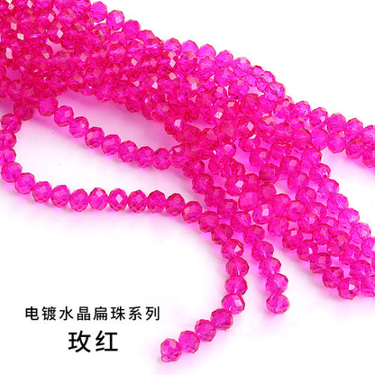 10mm electroplated crystal flat beads with glass through-hole beads, DIY accessories wholesale bead stringing accessories, crystal loose bead lanyards