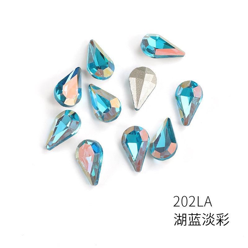 Brand new light color series 8*13 waterdrop glass rhinestones, pointed bottom DIY phone case, nail art diamond stacking materials, accessories