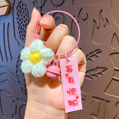 Creative plush weaving good things happen keychain small pendant cartoon crochet persimmon bag bag keychain small gifts