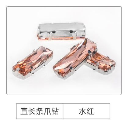 Xichuan Straight Long Claw Rhinestone Glass Hand-Stitched Diamond DIY Accessories Shoe Bag Handmade Materials White K with Claw Diamond