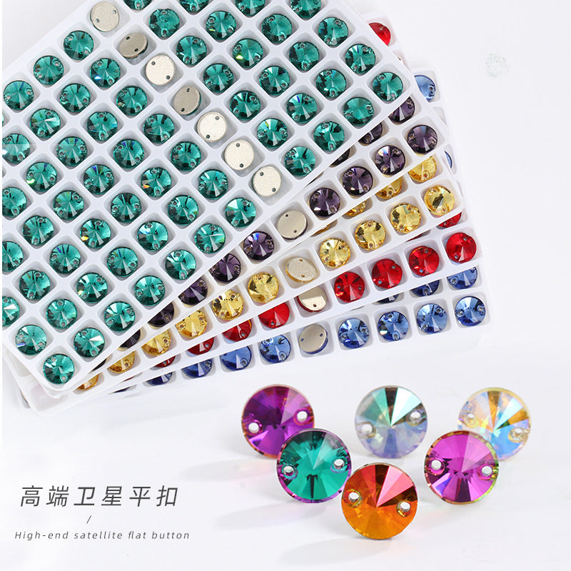 K9 Rivoli Flat Buckle Rhinestone - Double Hole Perforated Hand Sewing Drill Wedding Dress Decoration Super Flash