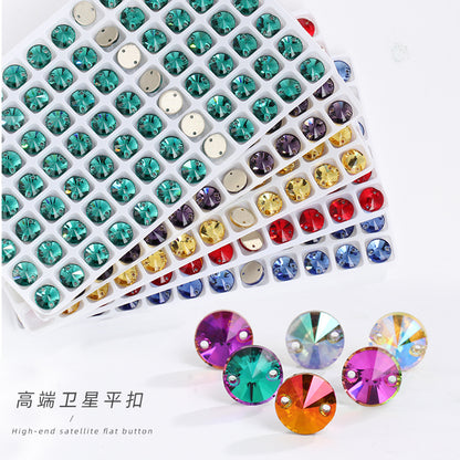 K9 Rivoli Flat Buckle Rhinestone - Double Hole Perforated Hand Sewing Drill Wedding Dress Decoration Super Flash