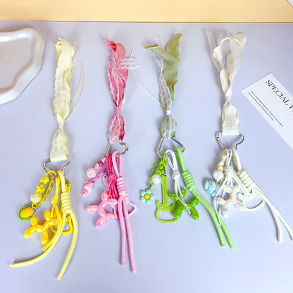 Creative DIY guitar balloon dog keychain pendant cute girly heart miu series bag pendant accessories trinkets