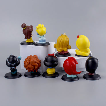 Cute little princess 9 pieces set figure white snow love Lo Merida princess cake decoration ornament car car