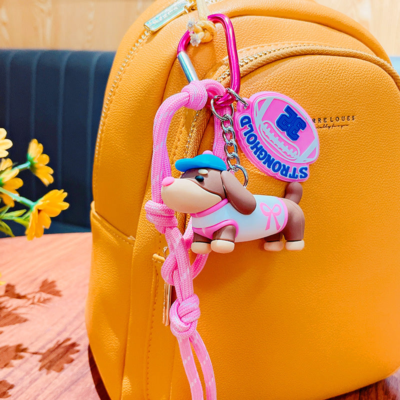 Creative Exquisite Trendy Dachshund Dog Doll Keychain - 3D Cartoon Puppy Couple Bag Pendant