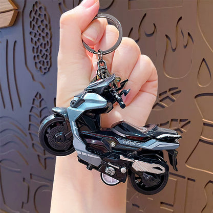 Creative alloy pullback motorcycle keychain simulation pedal toy car model keychain pendant keyring