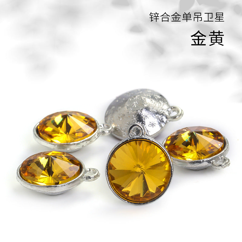 12mm zinc alloy satellite single pendant bag, necklace, bracelet, clothing decoration, accessory satellite shape round single-hole pendant