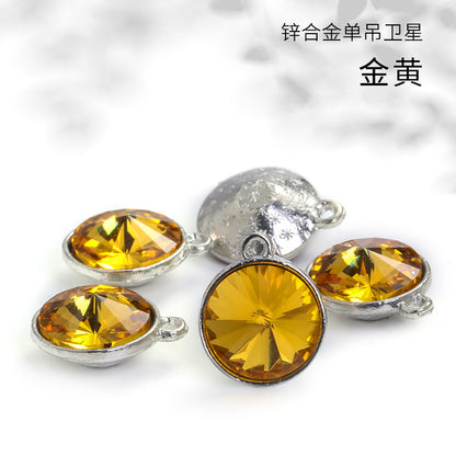 12mm zinc alloy satellite single pendant bag, necklace, bracelet, clothing decoration, accessory satellite shape round single-hole pendant