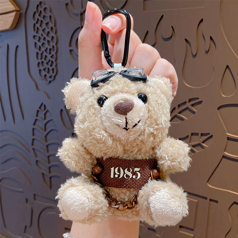 Cartoon Plush Cool Bear Key Chain - School Bag Small Pendant Cute Couple Bag Doll Keychain Gift