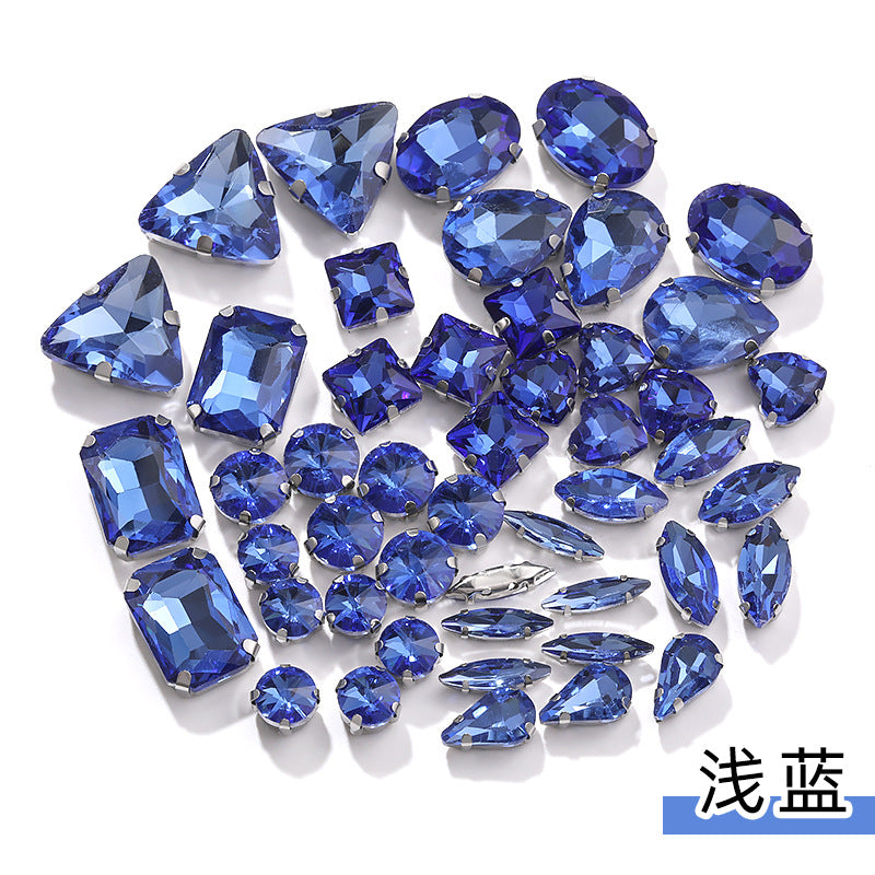 Mixed Four-Corner Claw Rhinestones - Silver Crystal Glass Hand-Sewn Wedding Dress Accessories 50pcs
