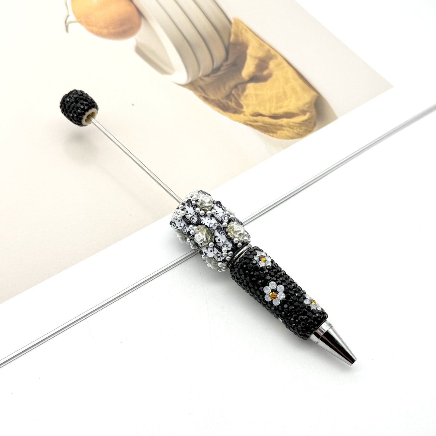 new DIY luxury full diamond pen butterfly pearl daisy rose series ballpoint pen business cute pen