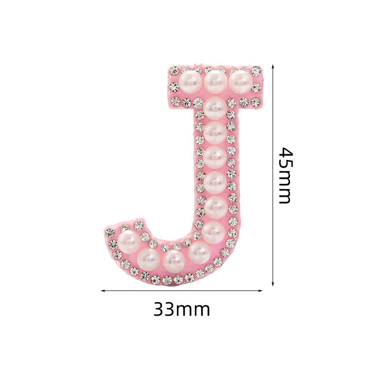 Hot Heat Patch Stickers with 26 English Letters DIY Accessories Clothing Accessories White Diamond Pink Nonwoven Fabric Stickers