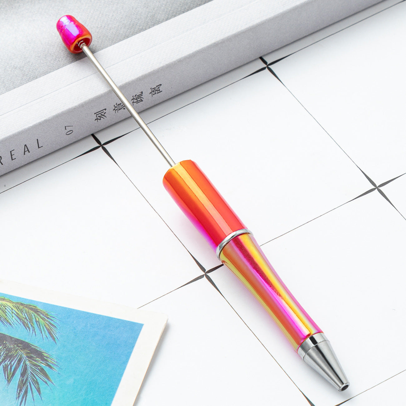 DIY Ballpoint Pen - Wholesale Plastic Printable Logo UV Gradient Beaded Pen