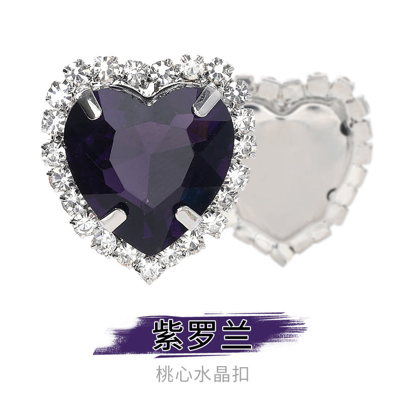 Heart-Shaped Crystal Claw Rhinestones - Hand-Sewn Hat Shoe Accessories Crystal Buckles