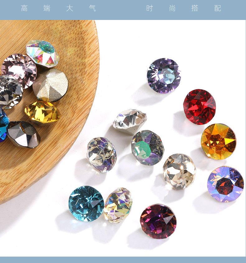 Multi-Faceted Round Pointed Bottom Diamond Rhinestones - Nail Art Clothing Accessories