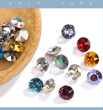 Multi-Faceted Round Pointed Bottom Diamond Rhinestones - Nail Art Clothing Accessories