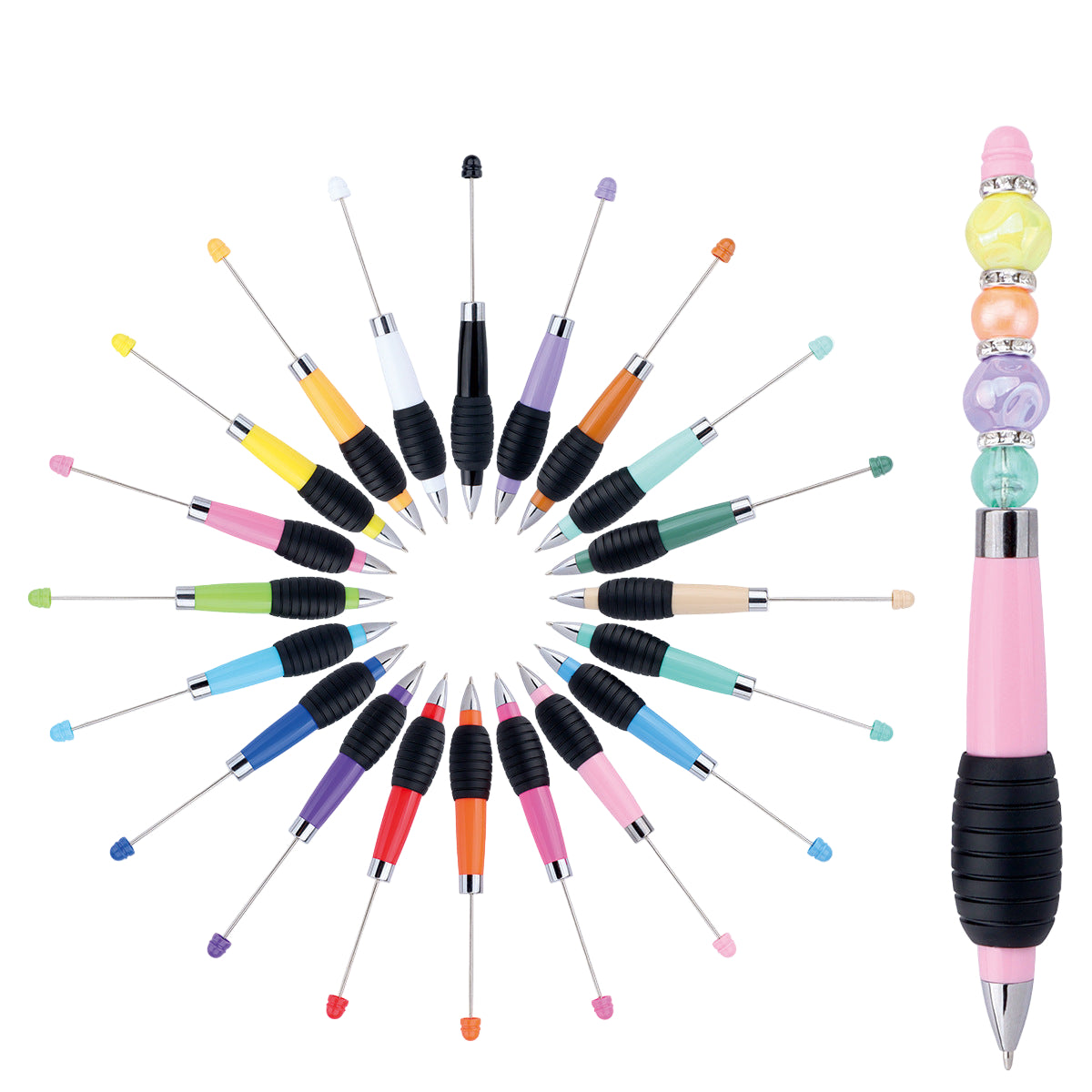 Creative DIY telescopic ballpoint pen, Morandi macaron color rotating telescopic beading, cute love small fresh ballpoint pen
