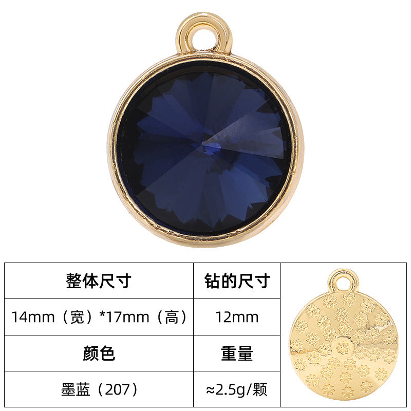 12mm satellite single hanging glass diamond single-hole alloy pendant inlaid with round crystal diamond earrings jewelry DIY accessories